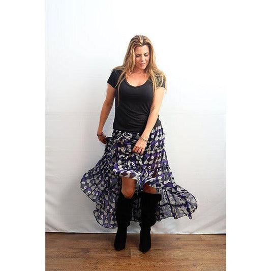 Purple printed chiffon Gypsy skirt - Bohoboutique