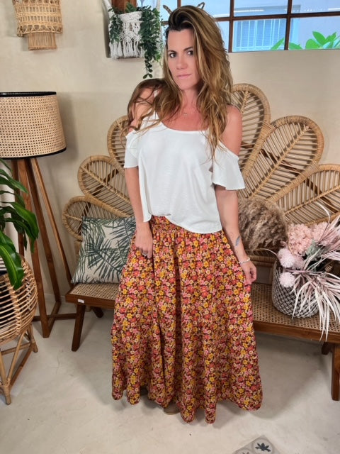 Flower power full maxi skirt