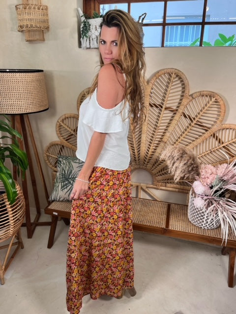 Flower power full maxi skirt