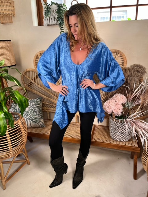 Electric Blue Gypsy top in velour