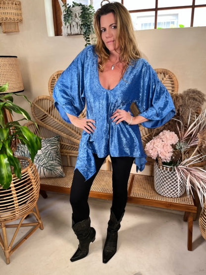 Electric Blue Gypsy top in velour