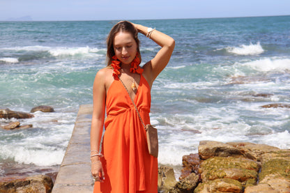 Short Orange Halter dress