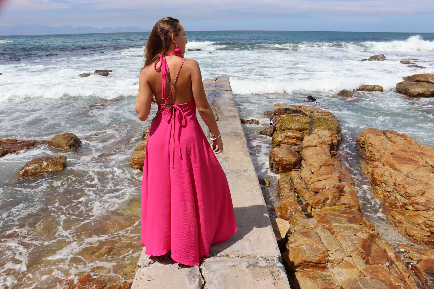 Hot Pink Halter dress