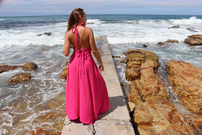 Hot Pink Halter dress