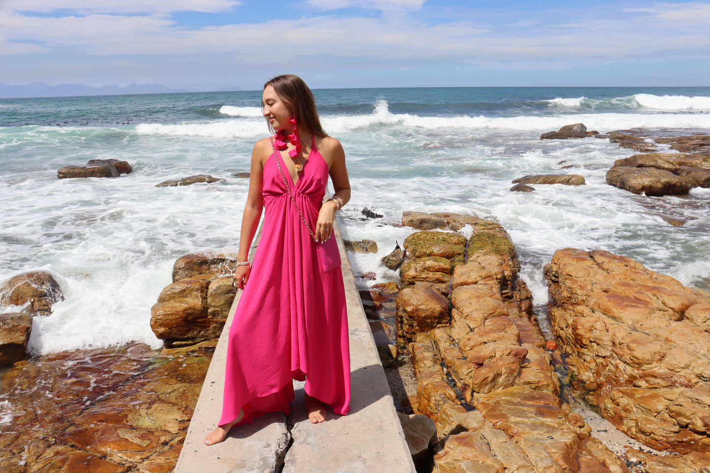 Hot Pink Halter dress