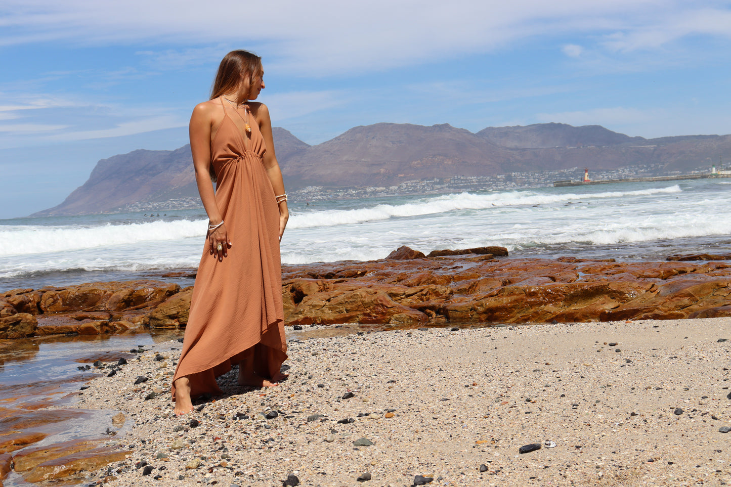 Tan Halter Dress