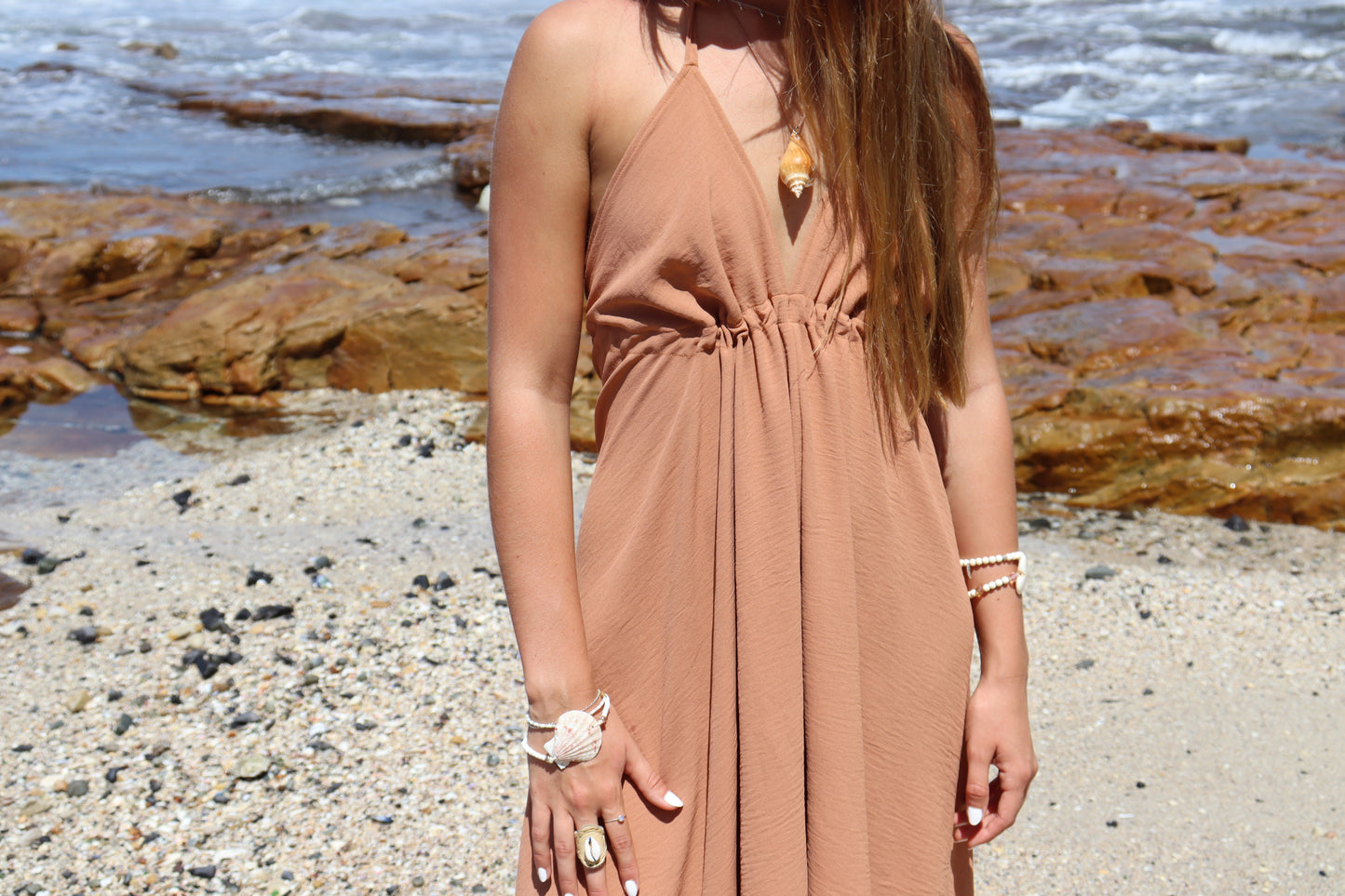 Tan Halter Dress