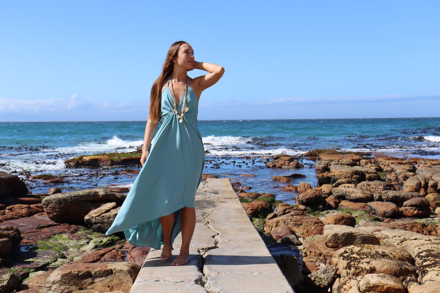 Light Blue Halter Dress