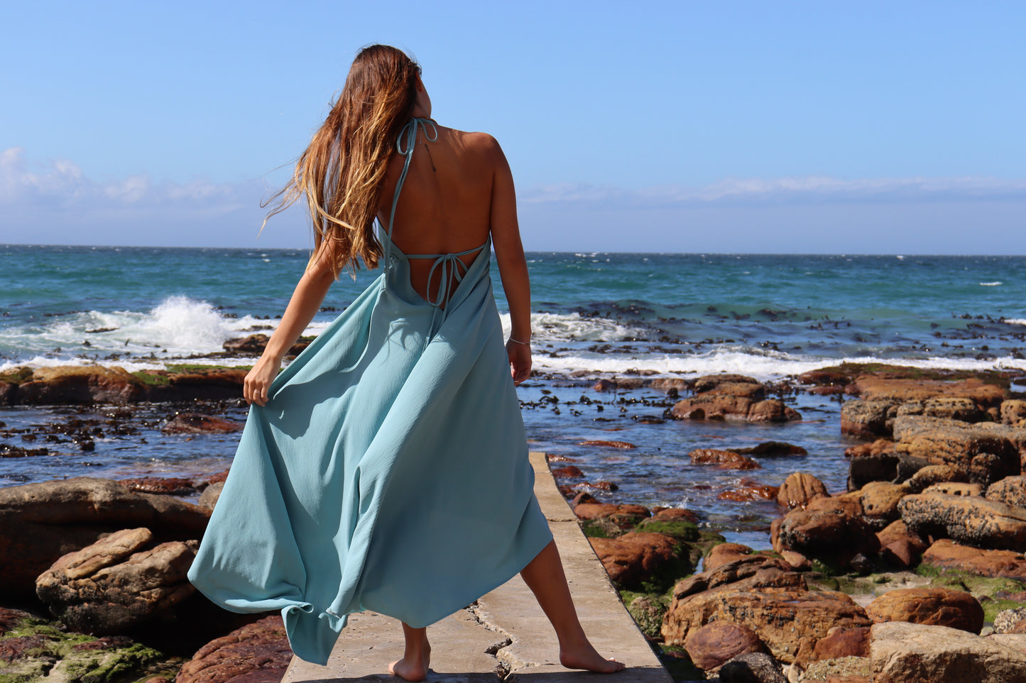 Light Blue Halter Dress