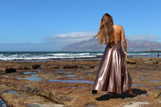 Copper Shimmer Halter dress