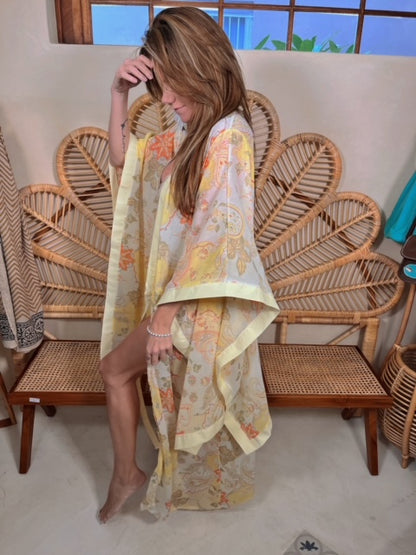 Goddess Kimono in yellow print