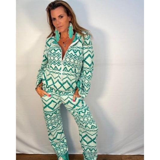 Green and white Jumpsuit - Bohoboutique